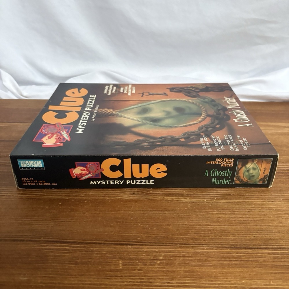 1996 Clue Mystery Puzzle A Ghostly Murder 500 Pc Complete w/ Book & Magnifier - Picture 7 of 8